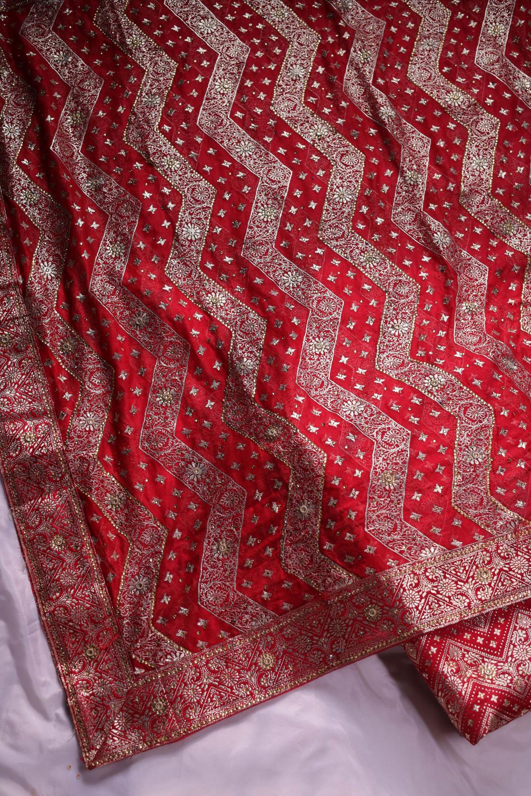 RED COLOUR PURE KIMKHAB BANARASI GHARARA