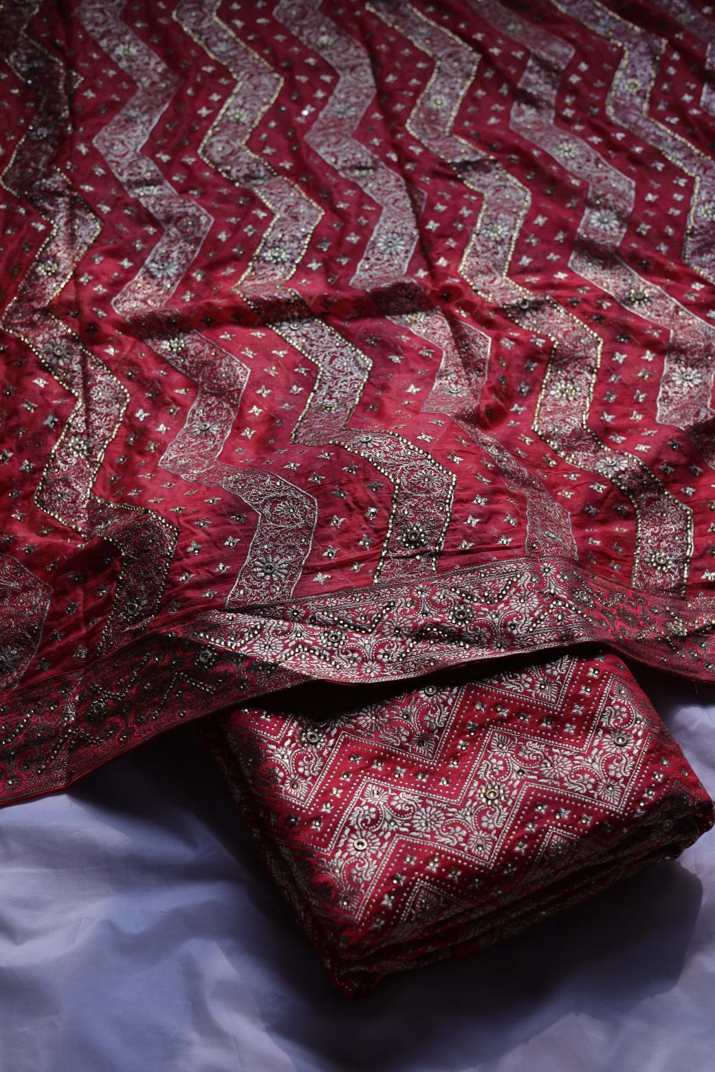 RED COLOUR PURE KIMKHAB BANARASI GHARARA