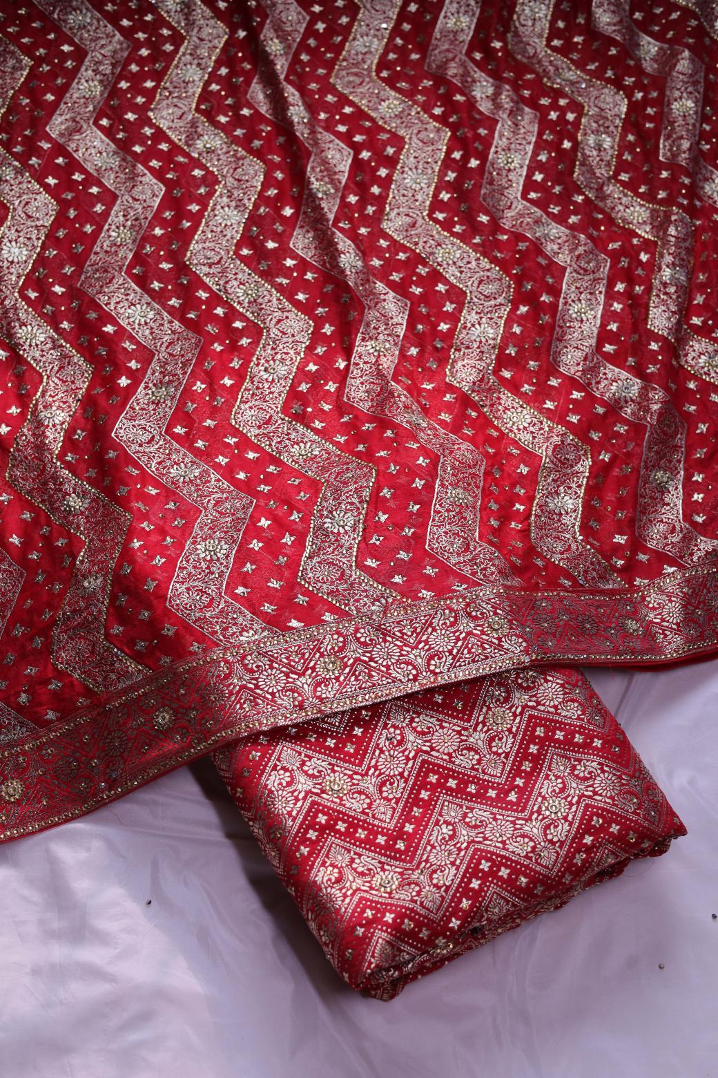 RED COLOUR PURE KIMKHAB BANARASI GHARARA