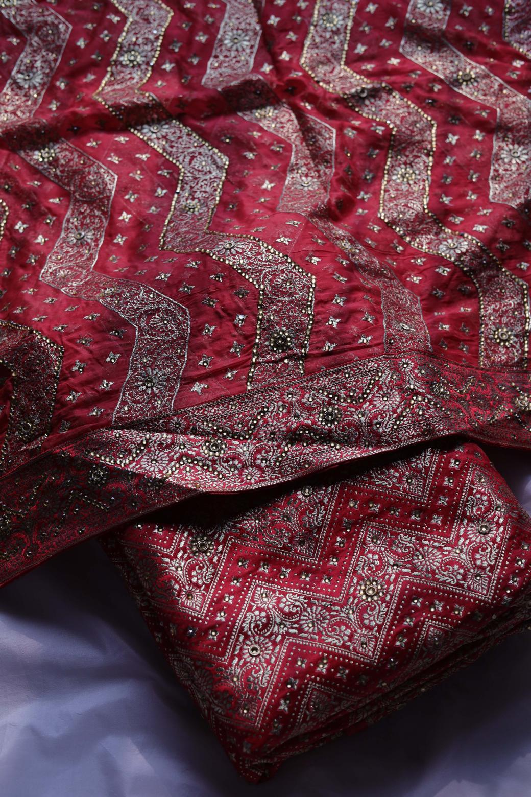RED COLOUR PURE KIMKHAB BANARASI GHARARA