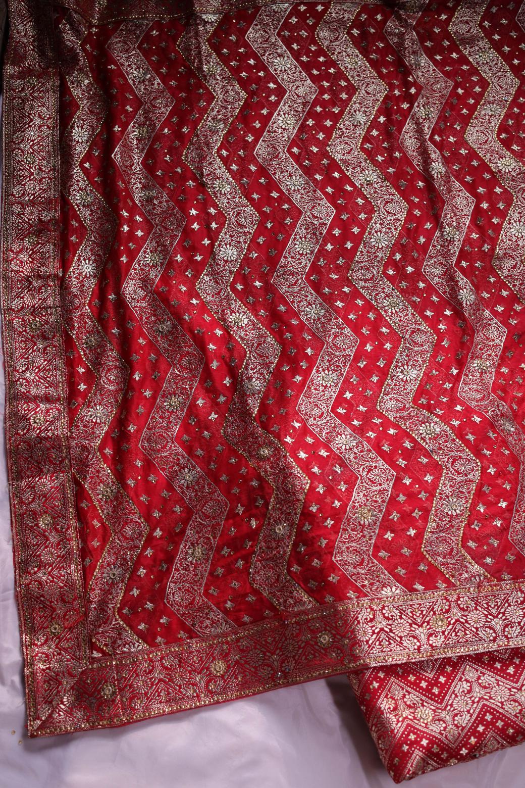 RED COLOUR PURE KIMKHAB BANARASI GHARARA