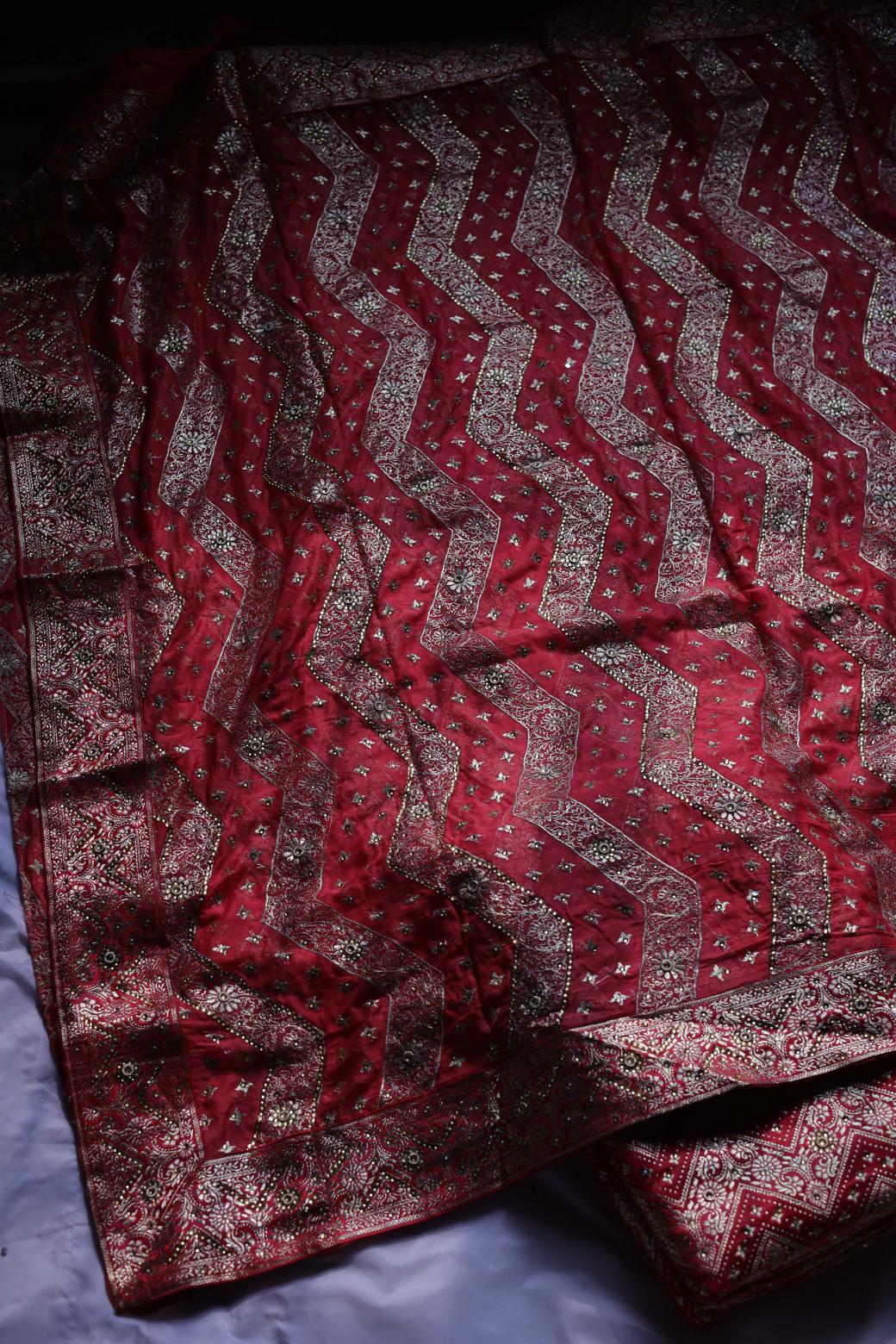 RED COLOUR PURE KIMKHAB BANARASI GHARARA