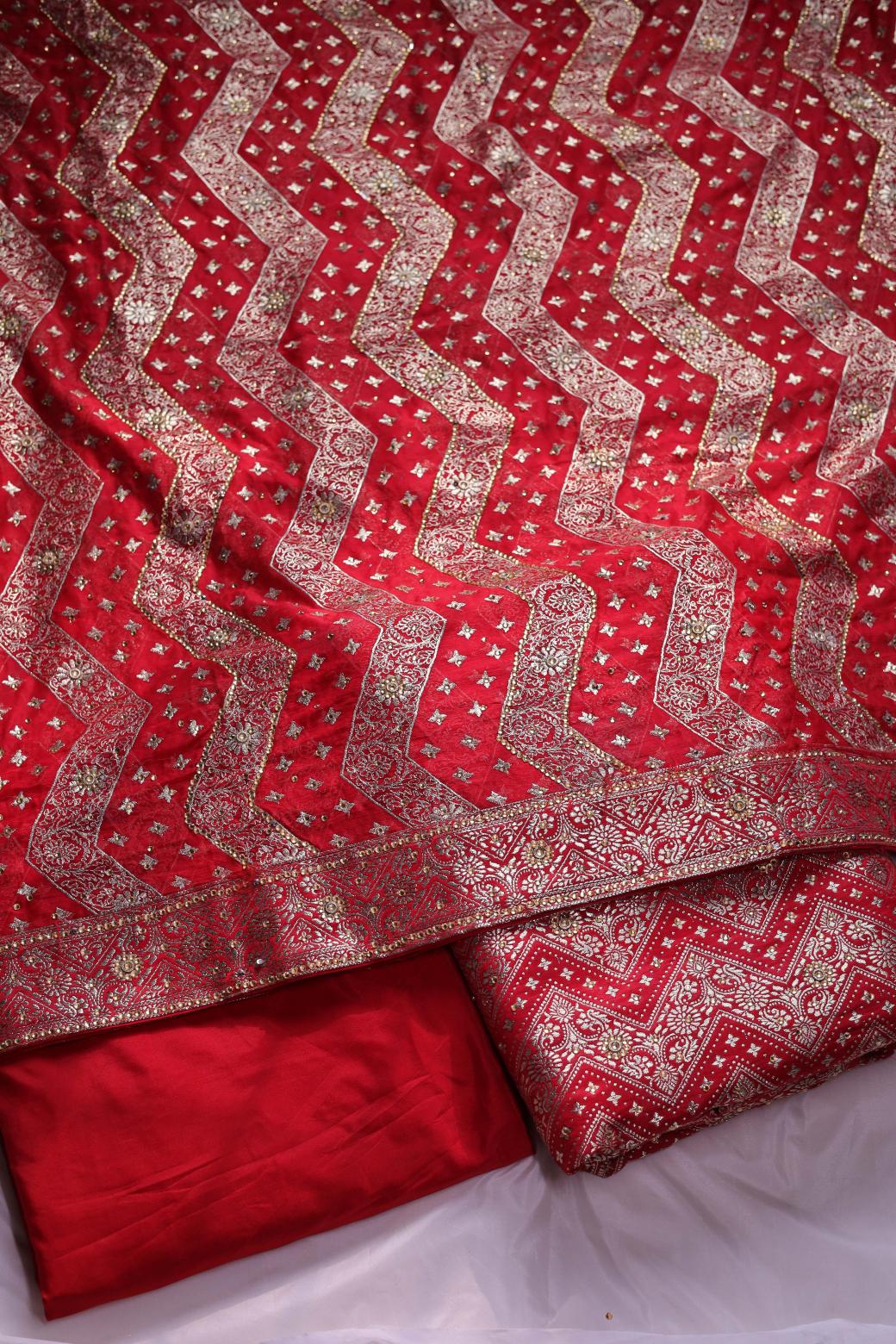 RED COLOUR PURE KIMKHAB BANARASI GHARARA