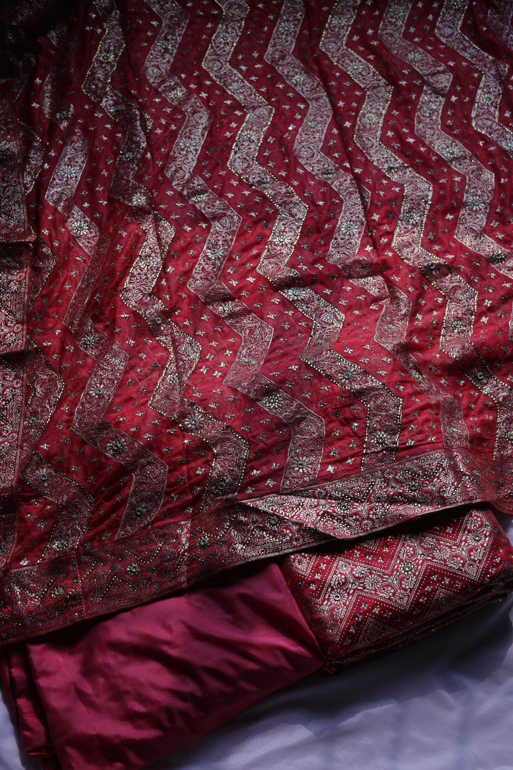 RED COLOUR PURE KIMKHAB BANARASI GHARARA