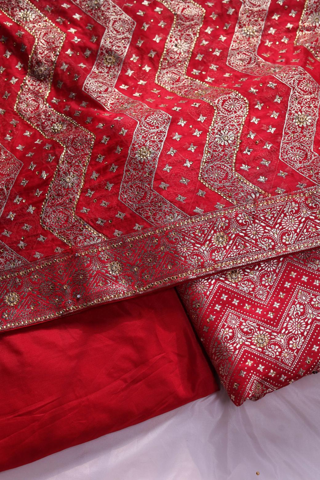 RED COLOUR PURE KIMKHAB BANARASI GHARARA