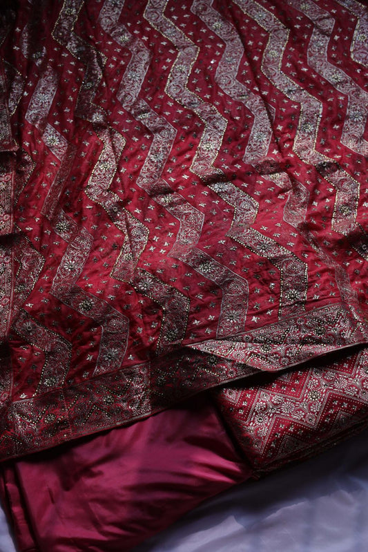 RED COLOUR PURE KIMKHAB BANARASI GHARARA