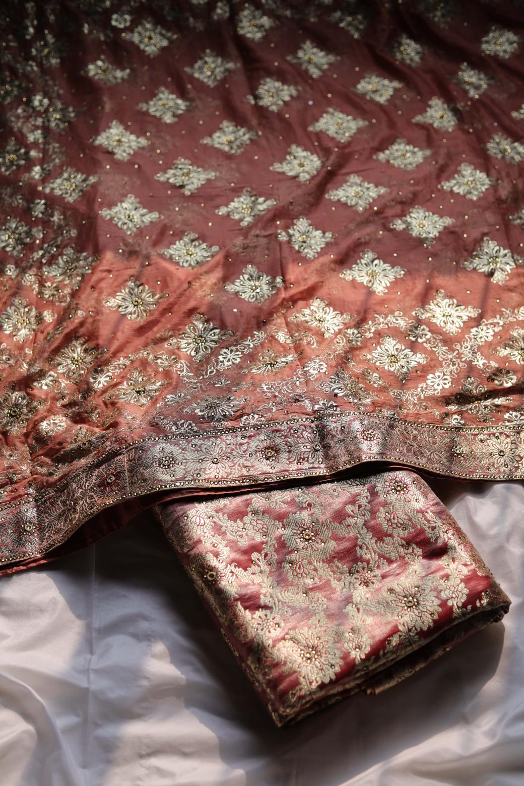 ROSE GOLD COLOUR PURE KATAAN KIMKHAB BANARASI GHARARA