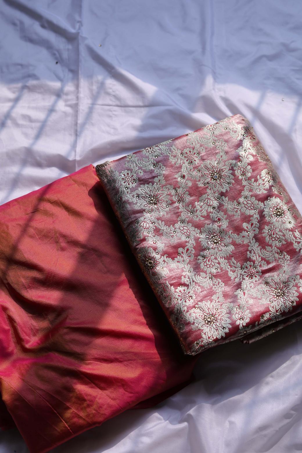 ROSE GOLD COLOUR PURE KATAAN KIMKHAB BANARASI GHARARA