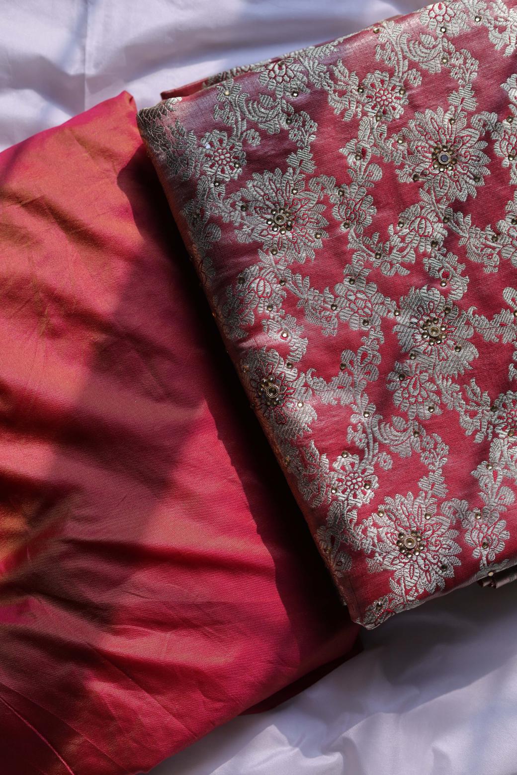 ROSE GOLD COLOUR PURE KATAAN KIMKHAB BANARASI GHARARA