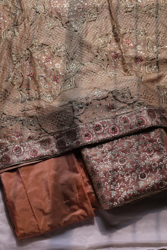 ROSE GOLD COLOUR PURE KATAAN KIMKHAB BANARASI GHARARA
