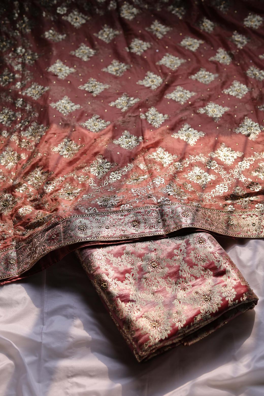 ROSE GOLD COLOUR PURE KATAAN KIMKHAB BANARASI GHARARA