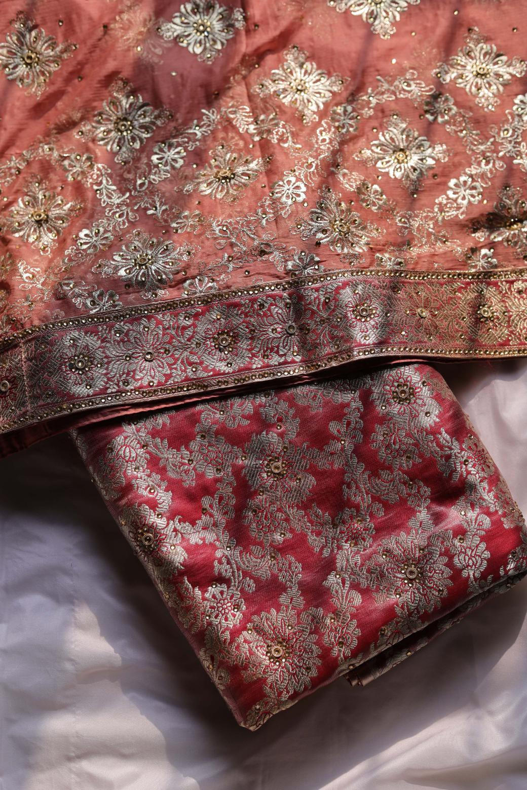 ROSE GOLD COLOUR PURE KATAAN KIMKHAB BANARASI GHARARA