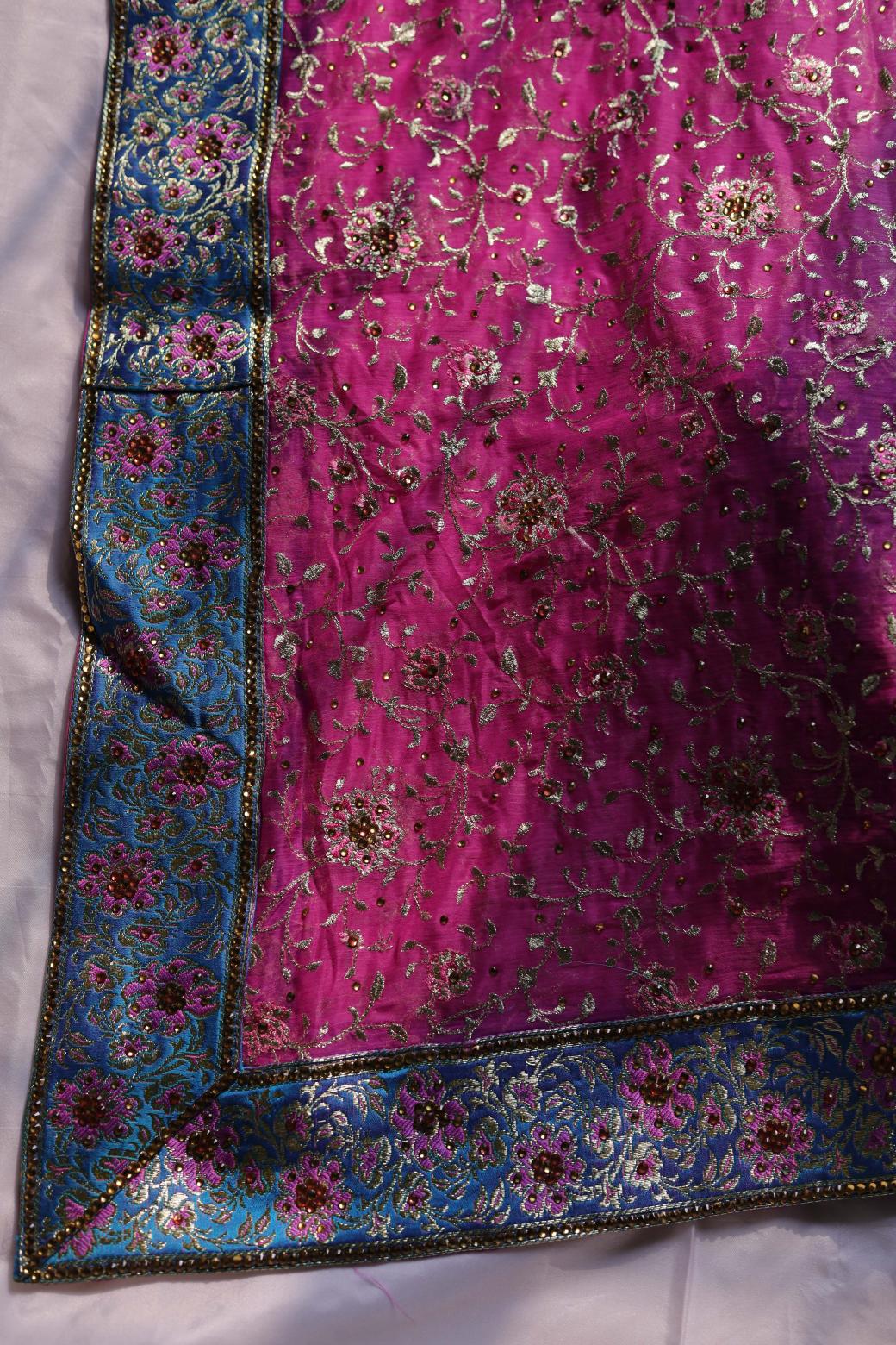 PINK & SKY BLUE COLOUR PURE KATAAN KIMKHAB BANARASI GHARARA