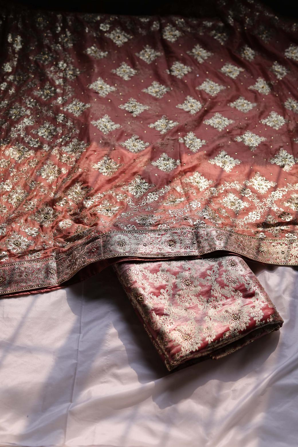 ROSE GOLD COLOUR PURE KATAAN KIMKHAB BANARASI GHARARA