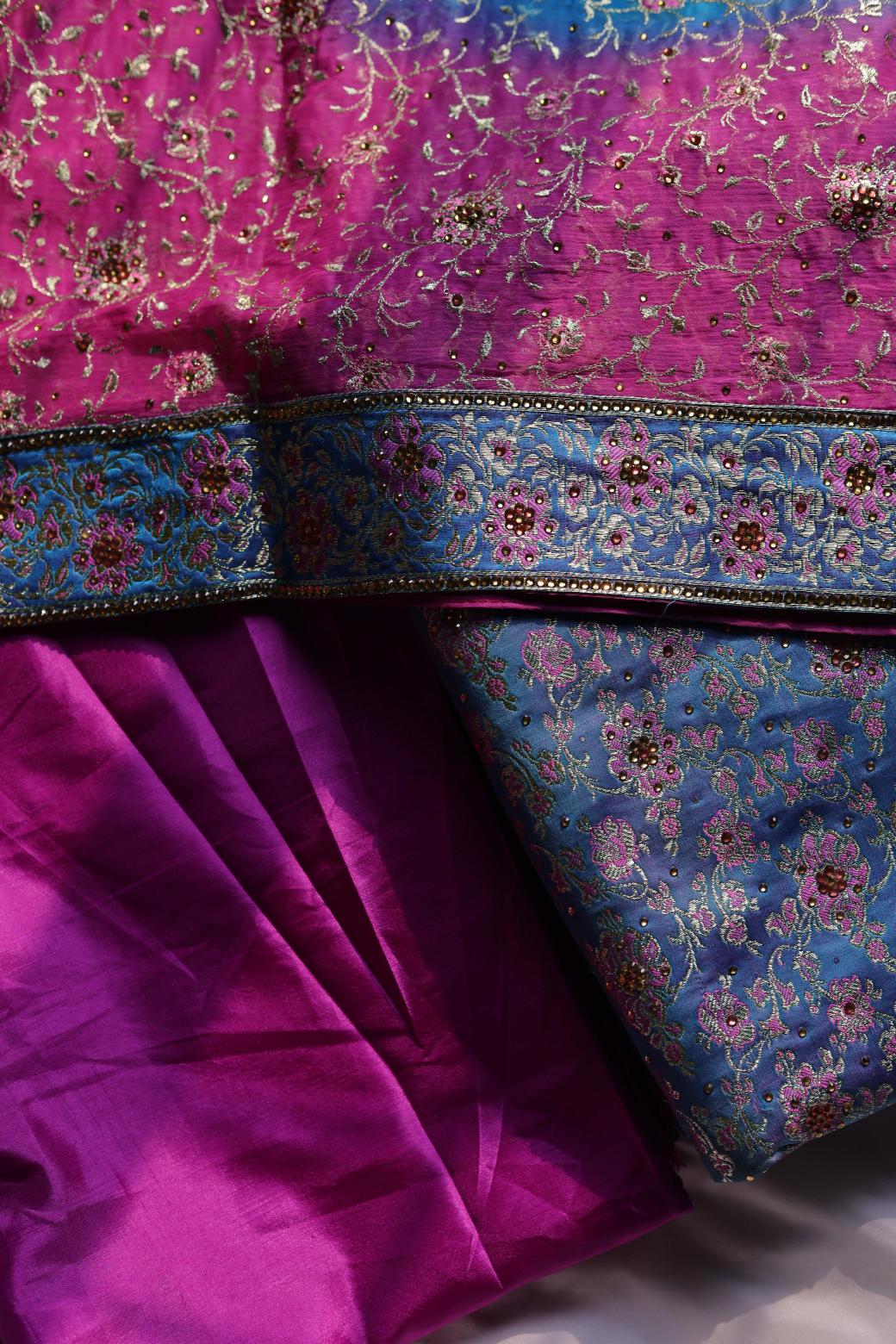 PINK & SKY BLUE COLOUR PURE KATAAN KIMKHAB BANARASI GHARARA