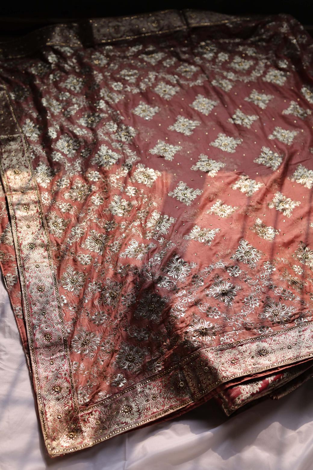 ROSE GOLD COLOUR PURE KATAAN KIMKHAB BANARASI GHARARA