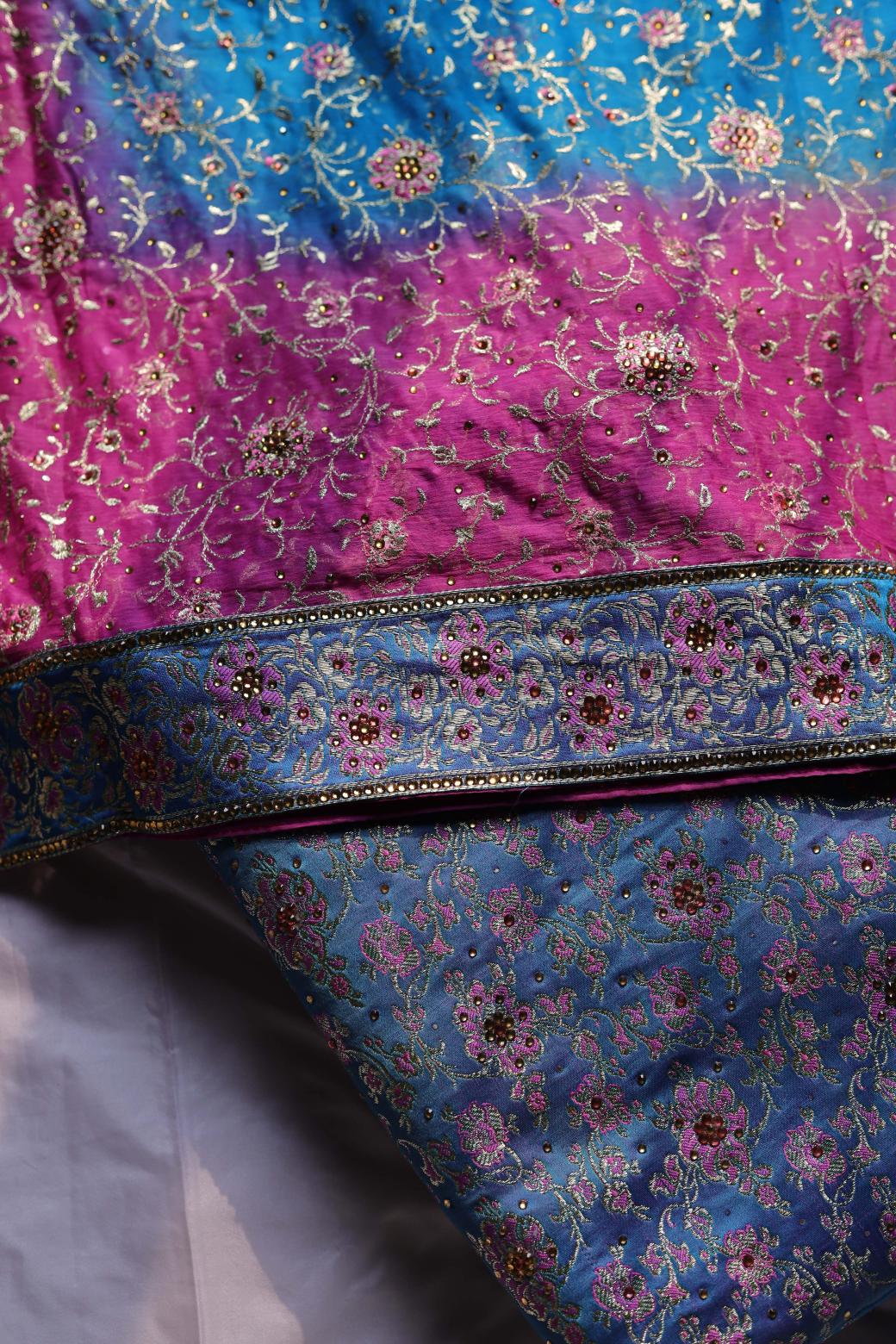 PINK & SKY BLUE COLOUR PURE KATAAN KIMKHAB BANARASI GHARARA