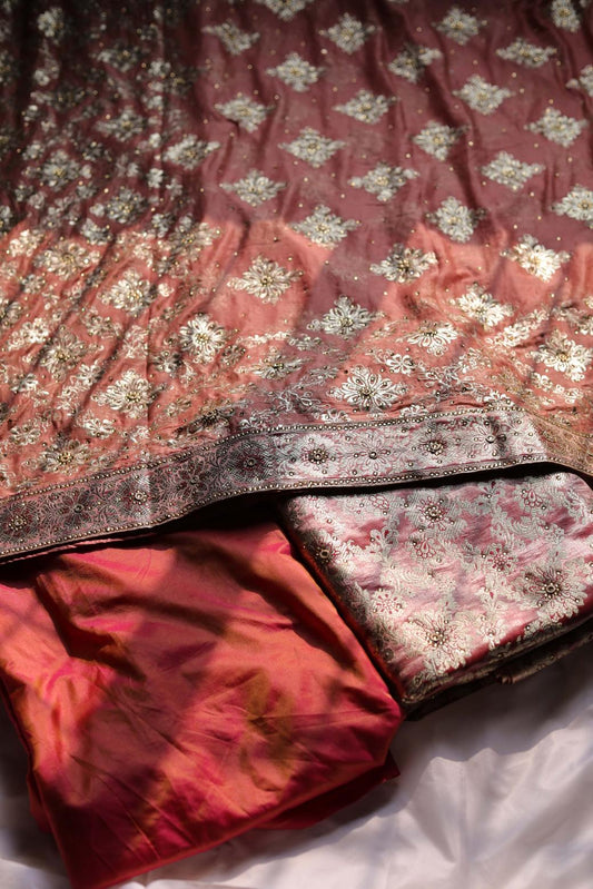 ROSE GOLD COLOUR PURE KATAAN KIMKHAB BANARASI GHARARA