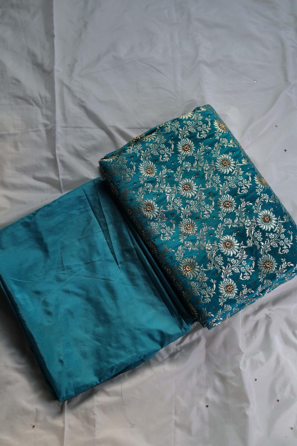 SEA GREEN COLOUR PURE KIMKHAB BANARASI GHARARA