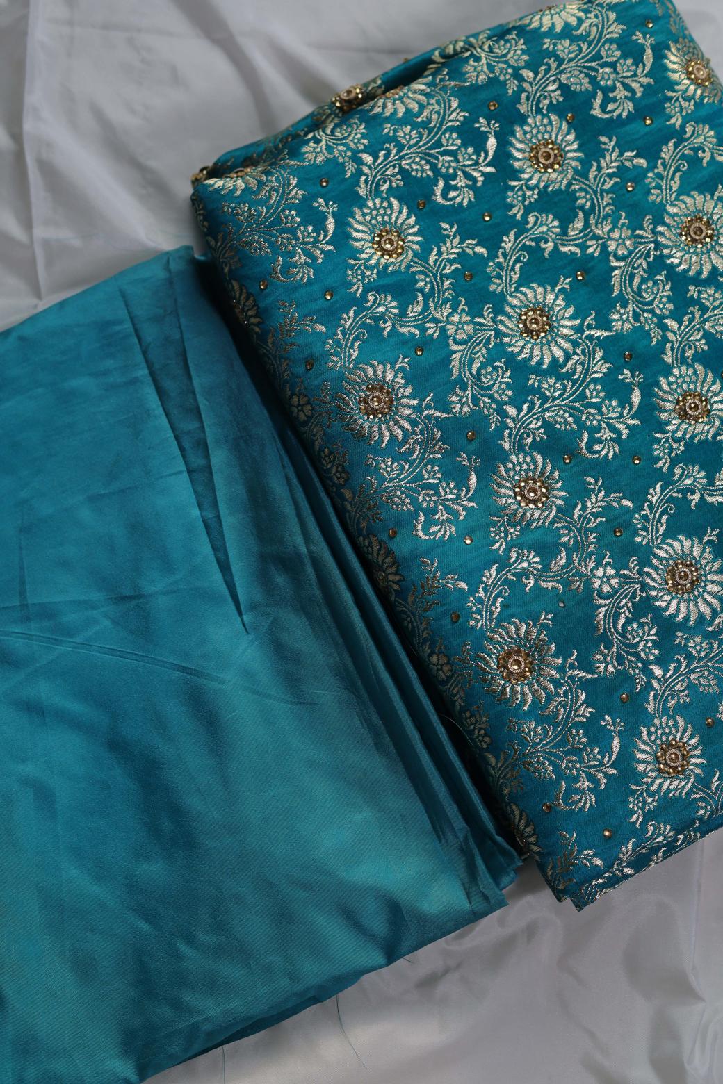 SEA GREEN COLOUR PURE KIMKHAB BANARASI GHARARA