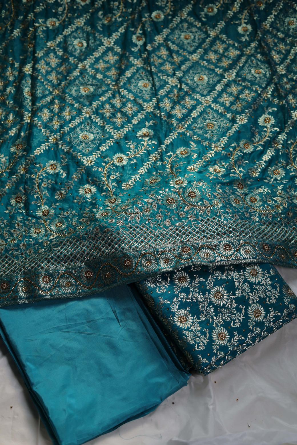 SEA GREEN COLOUR PURE KIMKHAB BANARASI GHARARA