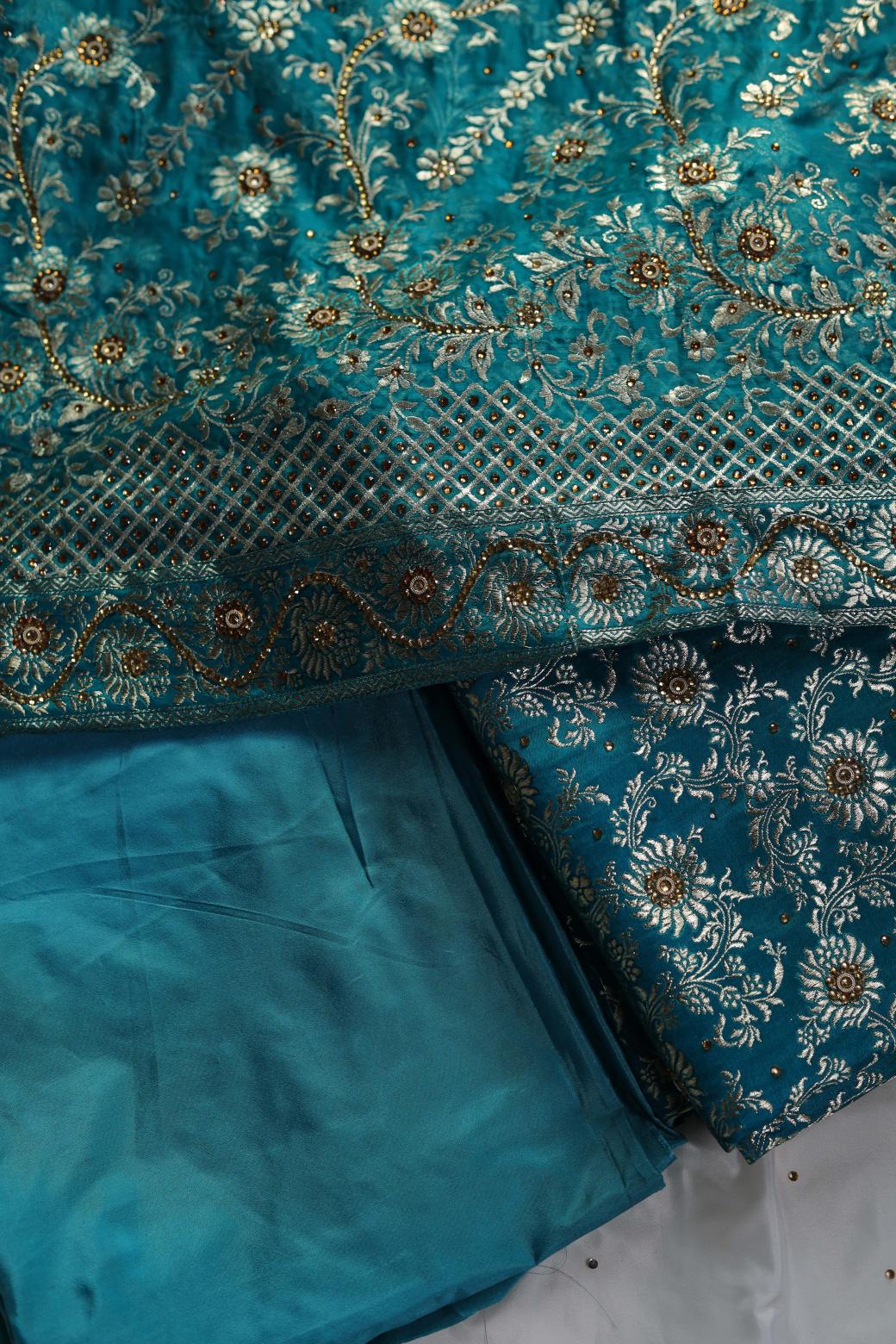 SEA GREEN COLOUR PURE KIMKHAB BANARASI GHARARA