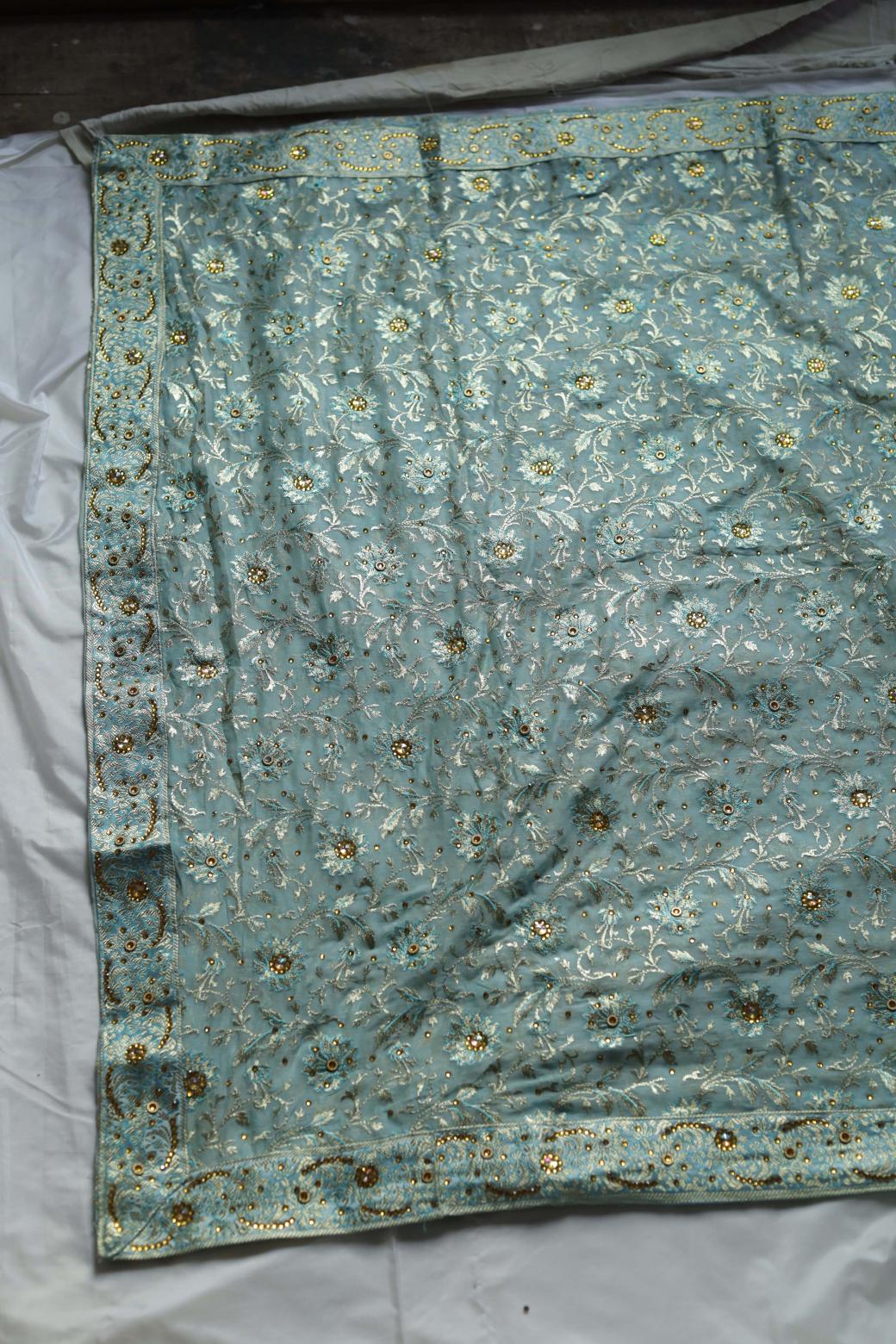 SKY BLUE COLOUR KIMKHAB BANARASI GHARARA
