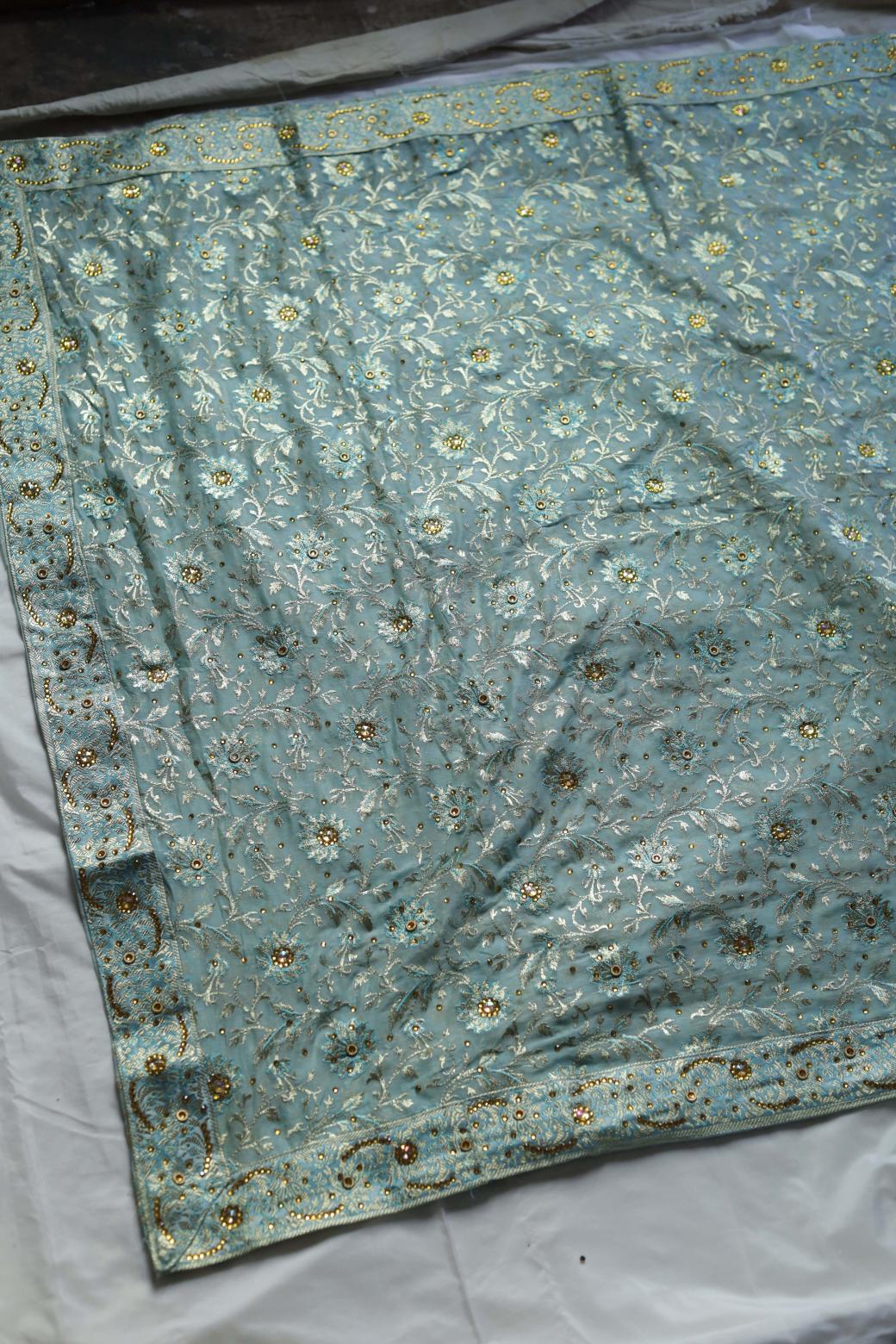 SKY BLUE COLOUR KIMKHAB BANARASI GHARARA