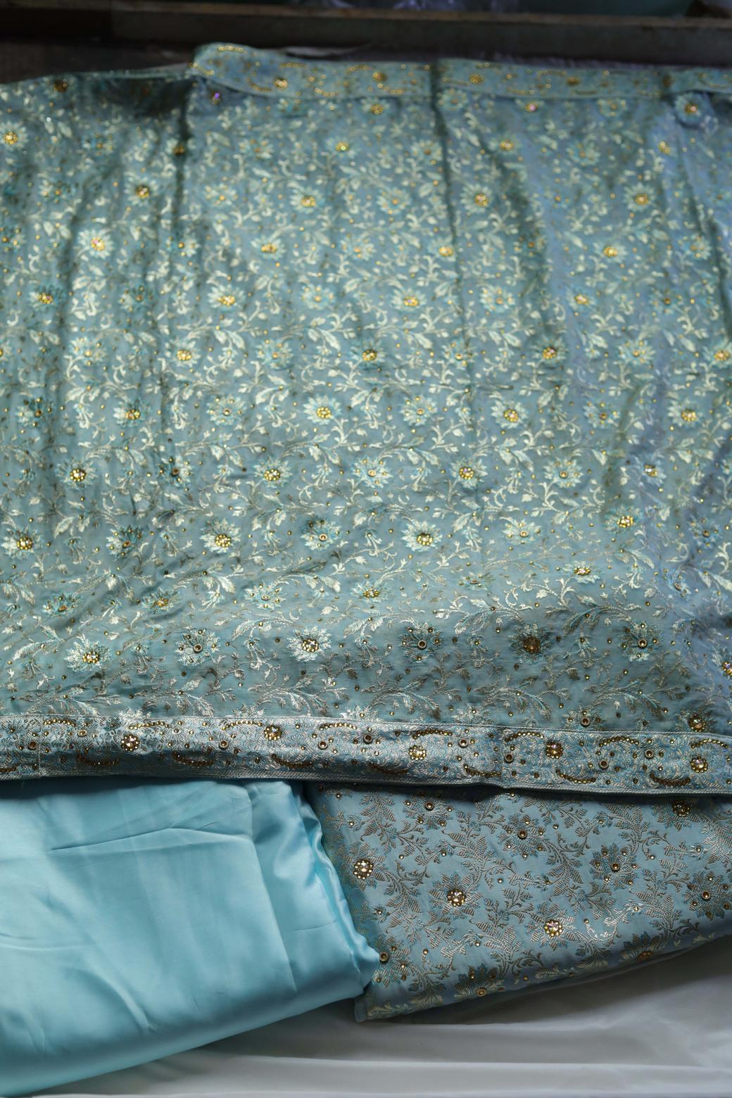 SKY BLUE COLOUR KIMKHAB BANARASI GHARARA