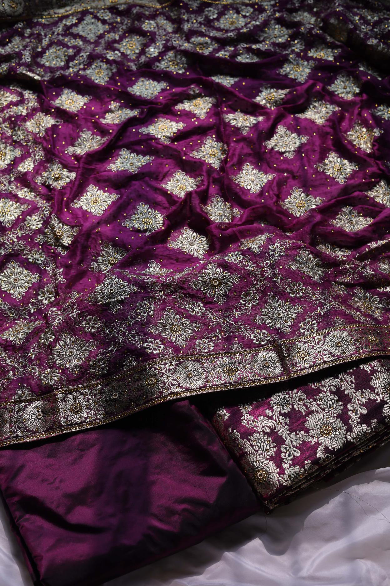 VINE COLOUR KIMKHAB BANARASI GHARARA