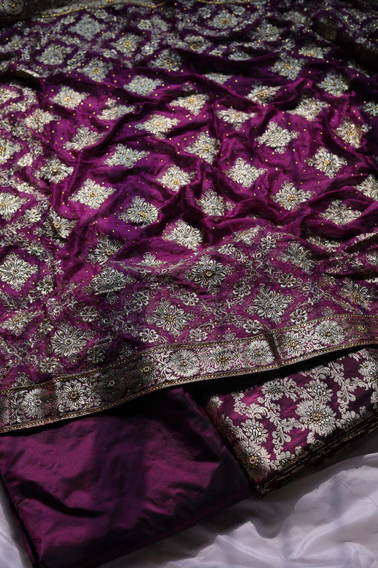 VINE COLOUR KIMKHAB BANARASI GHARARA