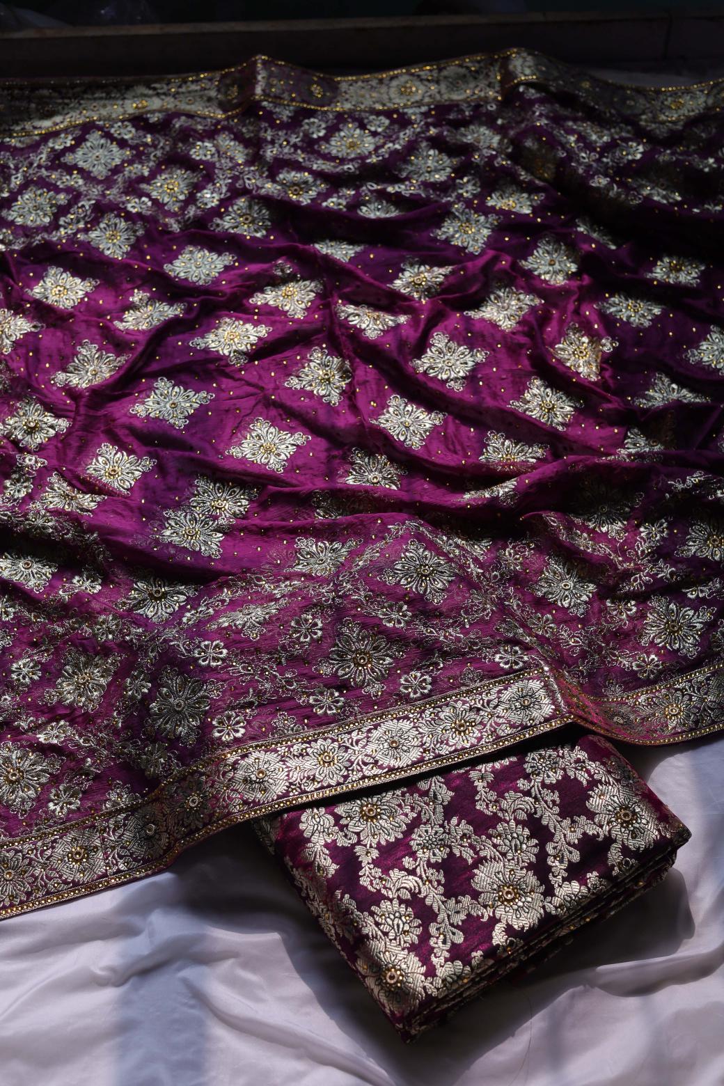 VINE COLOUR KIMKHAB BANARASI GHARARA