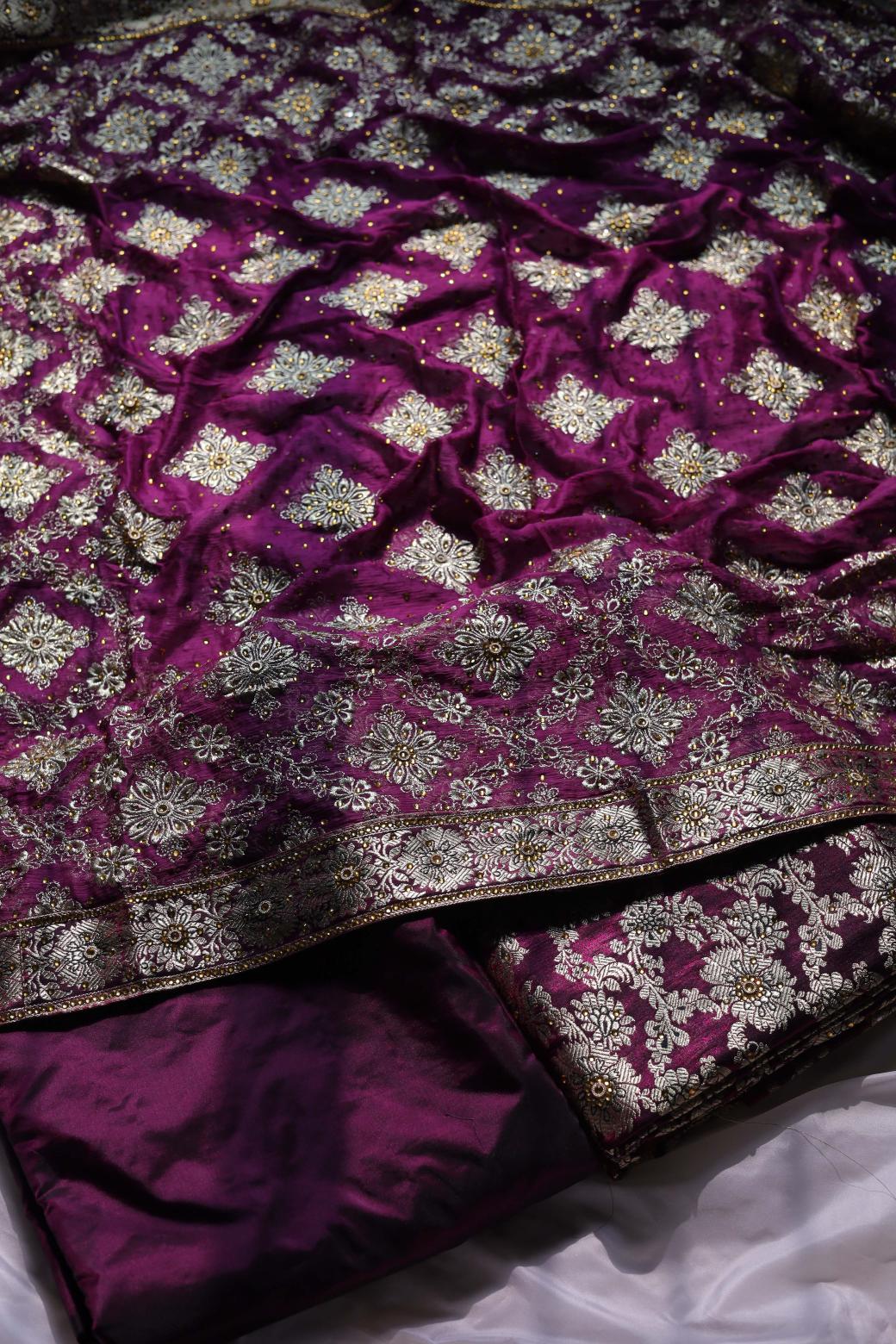 VINE COLOUR KIMKHAB BANARASI GHARARA