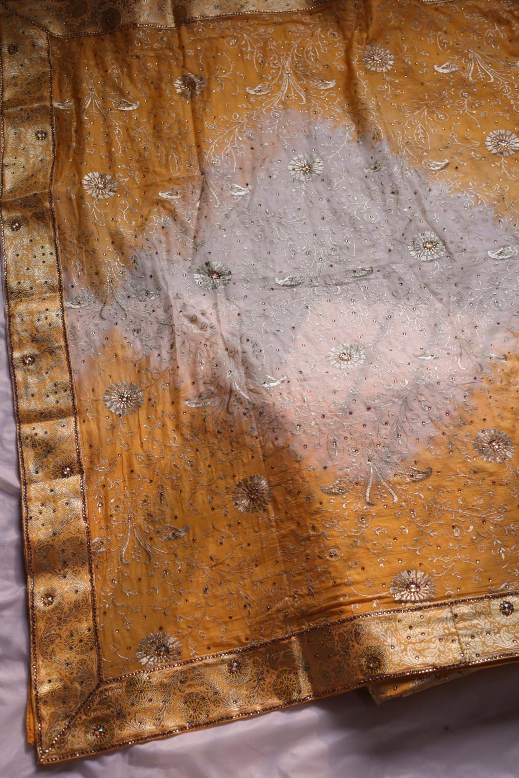 YELLOW COLOUR KIMKHAB BANARASI GHARARA