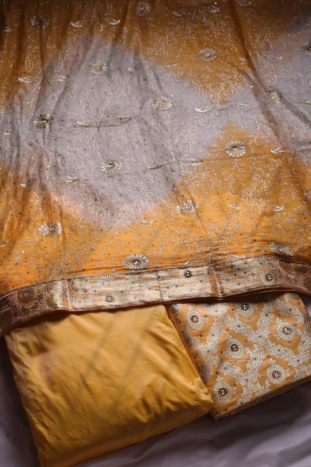 YELLOW COLOUR KIMKHAB BANARASI GHARARA
