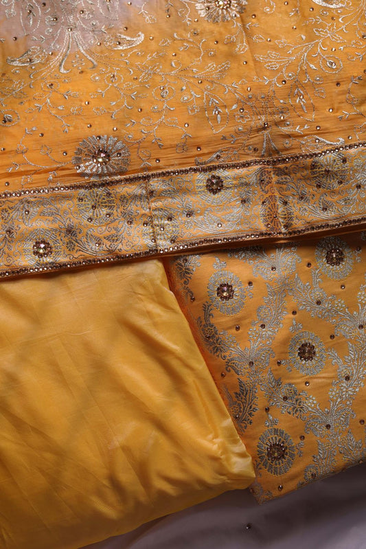 YELLOW COLOUR KIMKHAB BANARASI GHARARA