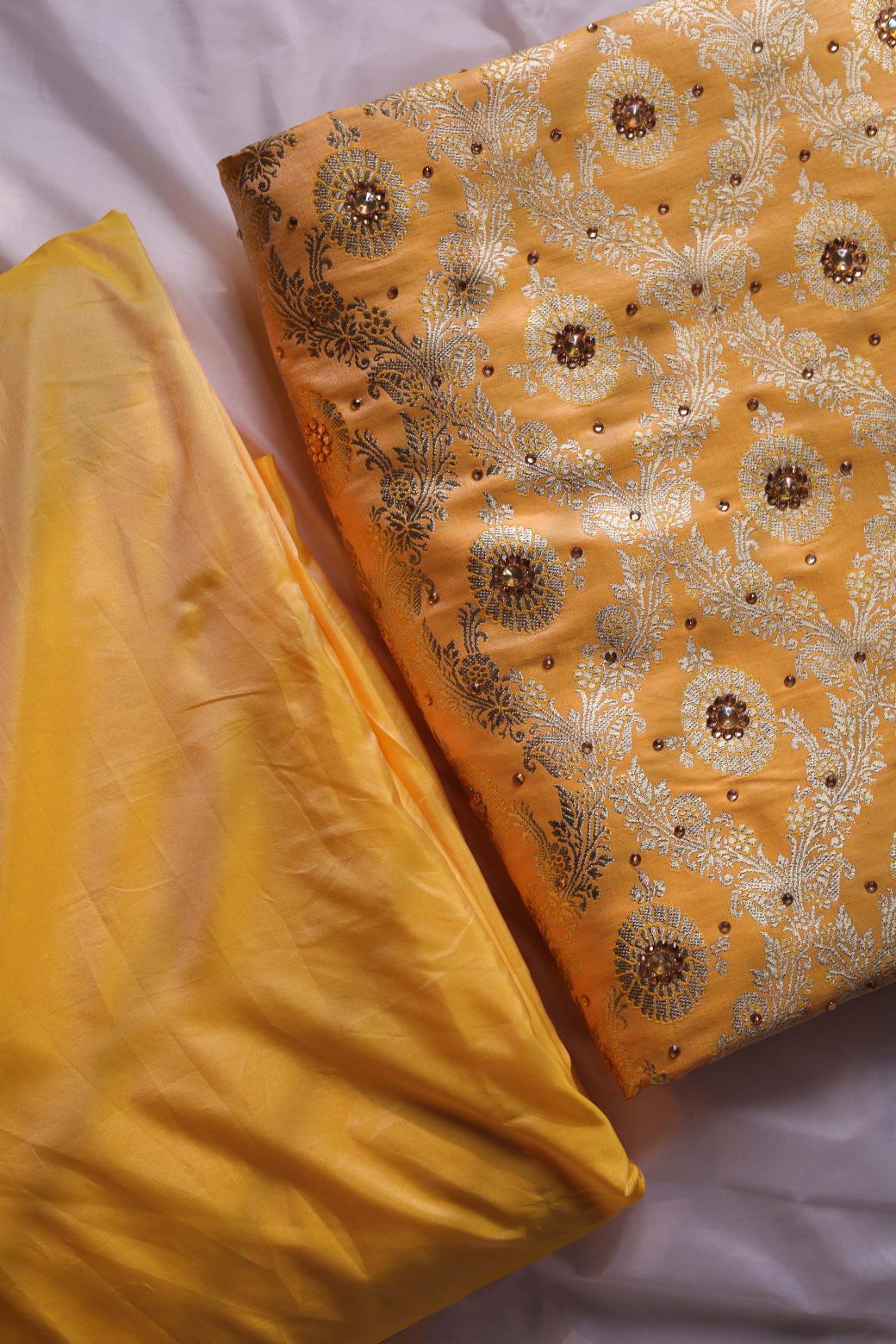 YELLOW COLOUR KIMKHAB BANARASI GHARARA