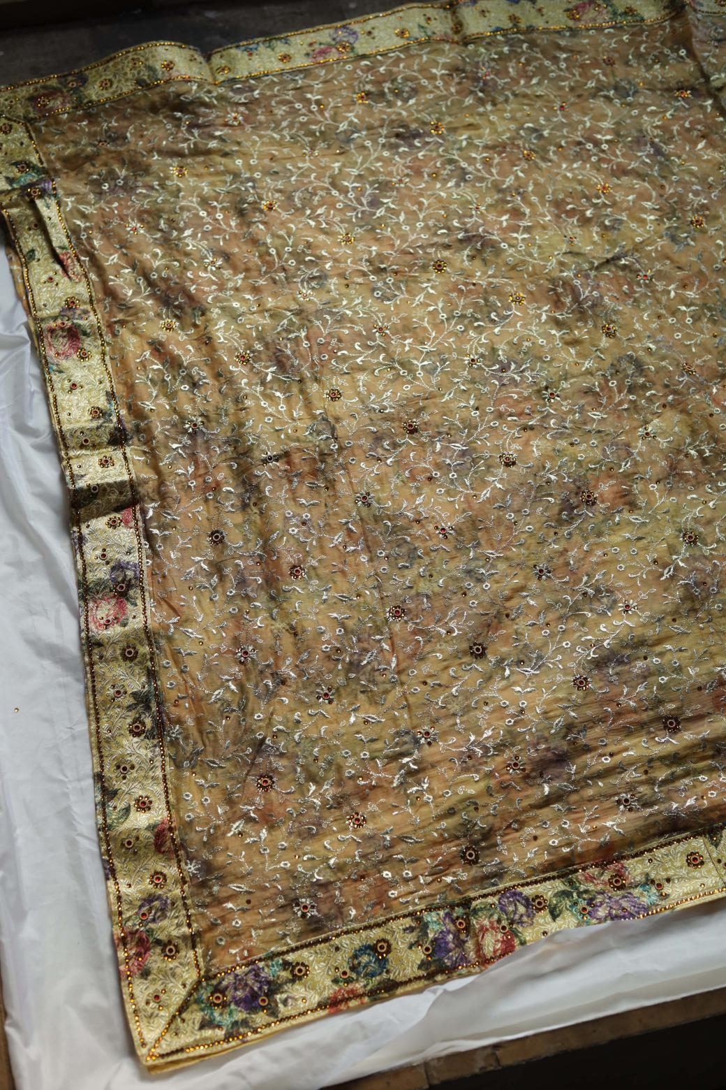 YELLOW  COLOUR PRINTED KIMKHAB BANARASI GHARARA
