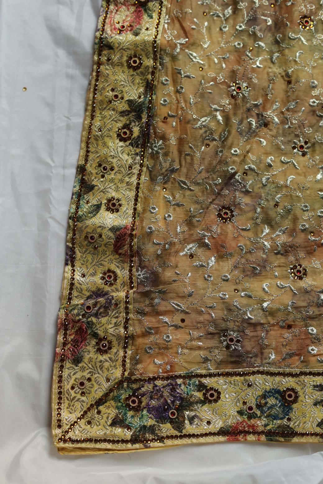YELLOW  COLOUR PRINTED KIMKHAB BANARASI GHARARA